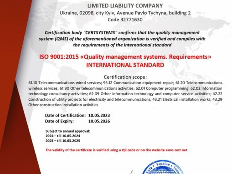 ТОВ ІМК пройшло сертифікацію за стандартом ISO 9000:2015